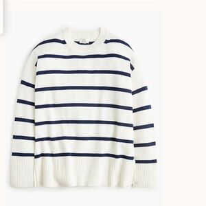 J crew ivory navy Wide-hem sweater